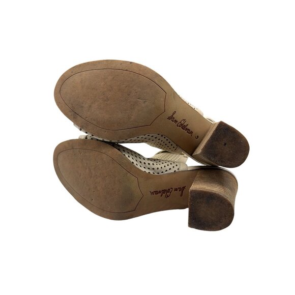 Sam Edelman Perforated Sandals Block Heel Peep Toe shoe size 6 - Picture 6 of 9